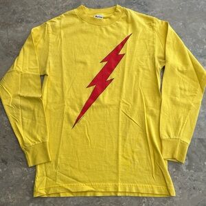 Vintage 2000 DC Comics Flash Lightning Bolt Long Sleeve T-Shirt S 17.5x26